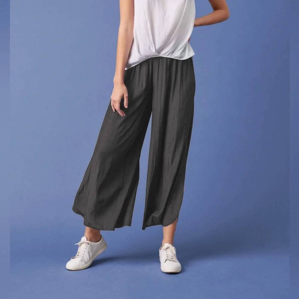 NEW LOLA & SOPHIE jersey waistband wide leg pants in steel